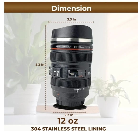 Unk Brown Faux Leather Camera Lens Mug - Picture 6 of 8